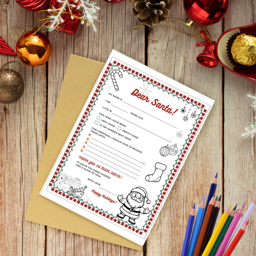 ENG- Personalizable Letter To Santa INSTANT DOWNLOAD