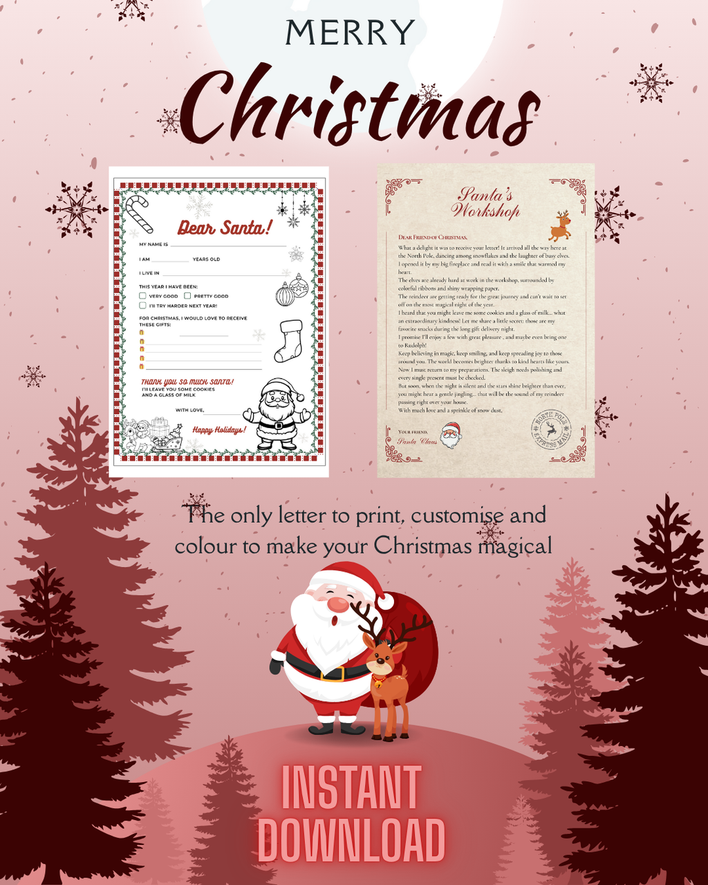 Magical Christmas Kit: Personalized Letter to Santa + official North Pole reply INSTANT DOWNLOAD